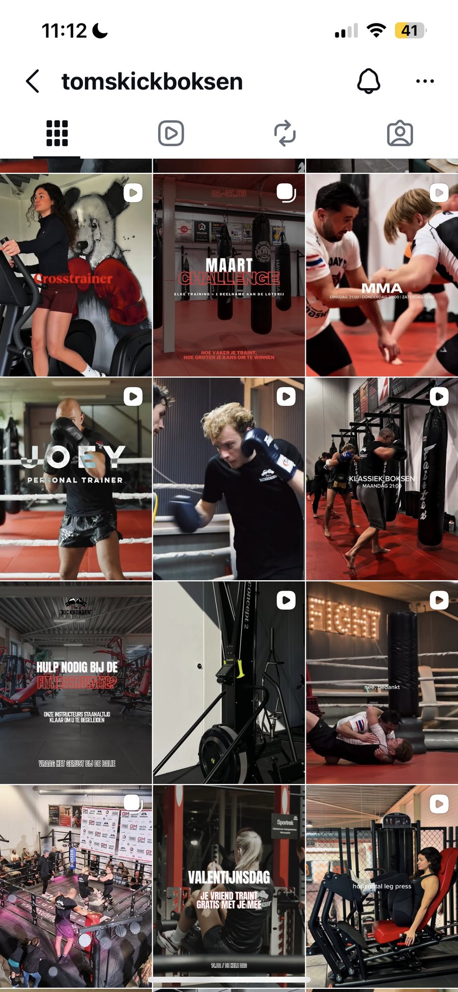 Instagram feed of Reels we created for a combat sports gym